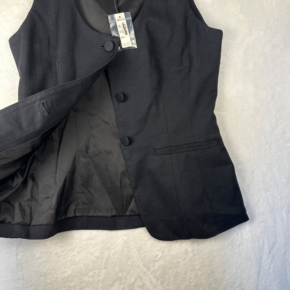 Madewell Scoopneck Cutaway Black Button Vest Top Size 2 Tailored Career Chic NWT - Picture 7 of 11